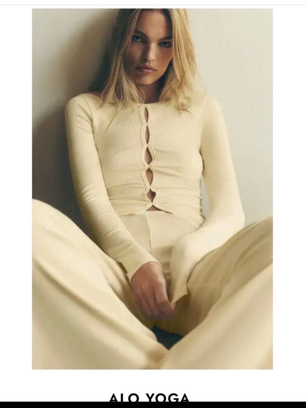 ALO Yoga Ribbed Wide-Leg Pants in Pale Yellow